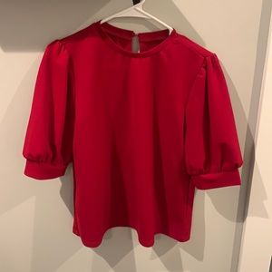 Red mid sleeve blouse